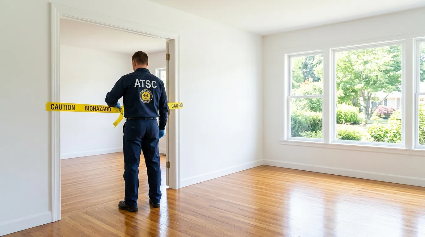 Certified biohazard cleanup crew performing Trauma Scene Cleanup in Easton